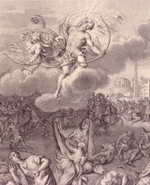 Bernard Picart (1673-1733), "Les enfants de Niob� tu�s � coups de fl�ches par Apollon & Diane & elle m�me est chang�e en rocher", Amsterdam, 1731 - Photo Acad�mie Desprez